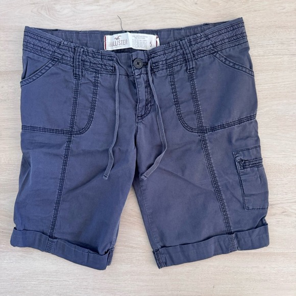 Hollister Pants - Hollister Vintage 2008 Cargo Shorts Blue Y2K Size 5 Women's Juniors Bermuda